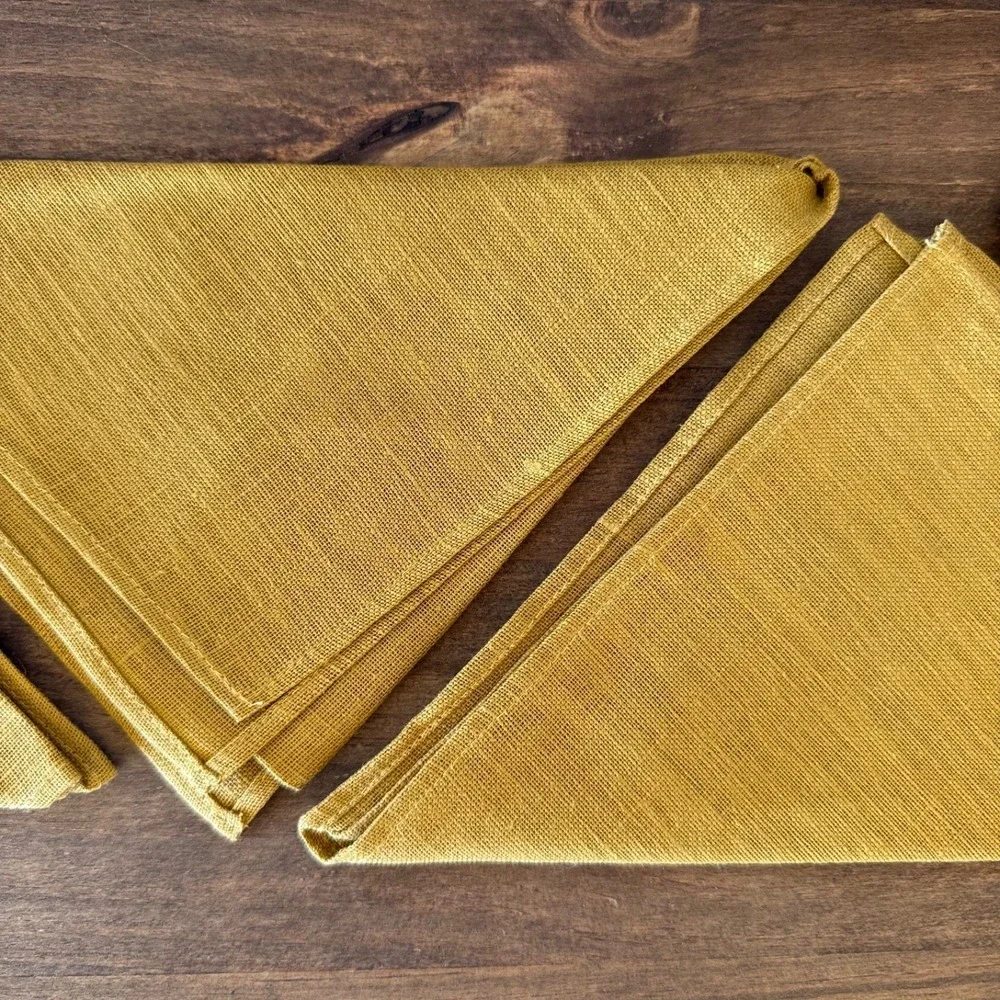 8pc‎ Vintage Japanese MCM Woven Placemats Napkins Set 4 Mustard Gold